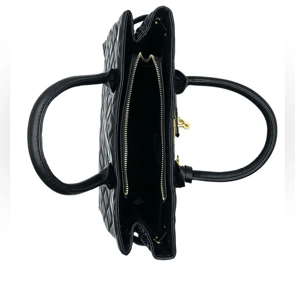 New Badgley Mischka Black Large Diamond Quilted Tote Bag - Picture 3 of 4